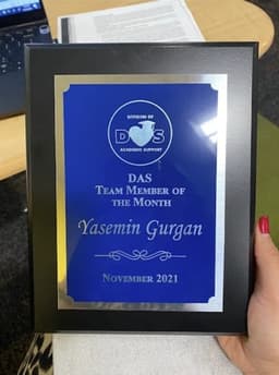 Yasemin Gurgan - DAS Team Member of the Month Award, Miami-Dade County Public Schools
